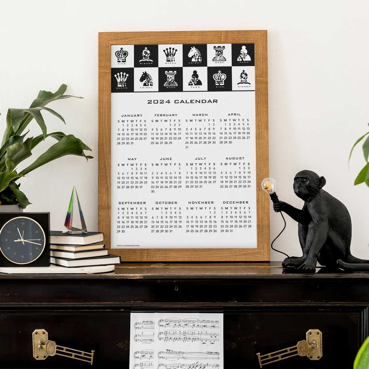 Chess Piece 2024 Wall Calendar Download Clay House Designs   Chess Calendar Music 