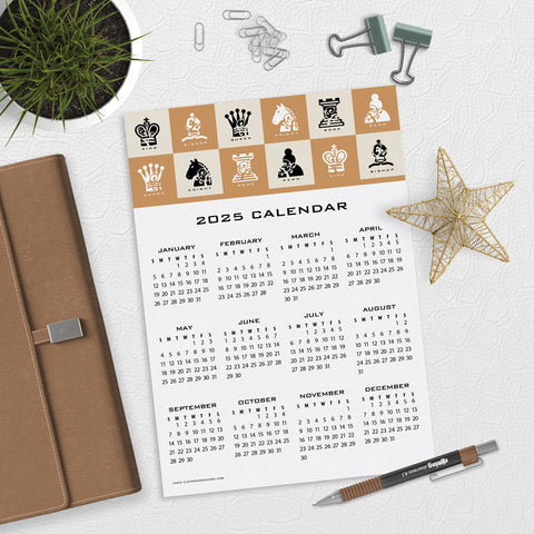 Chess Board Top Desk Style Calendar Download