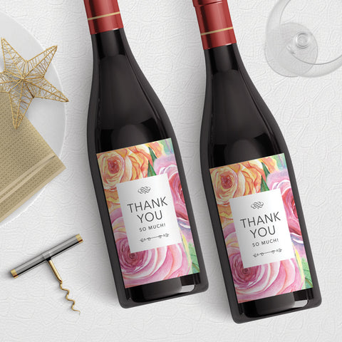 Wild Rose Thank You Wine Label Download