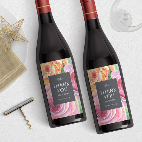 Wild Rose Thank You Wine Label Download