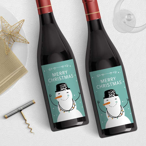 Christmas Lights Snowman Wine Label Download