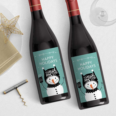 Cupcake Snowman Wine Label Download