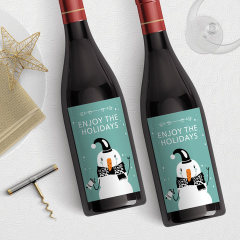 Silver Bell Snowman Wine Label Download