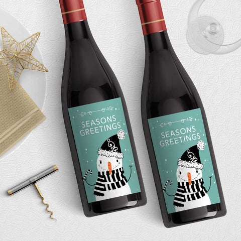 Candy Cane Snowman Wine Label Download